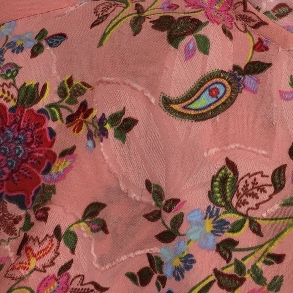 LOFT Blouse Top Floral Paisley Textured Long Sleeve Keyhole Draped Sleeves Small - Picture 7 of 10